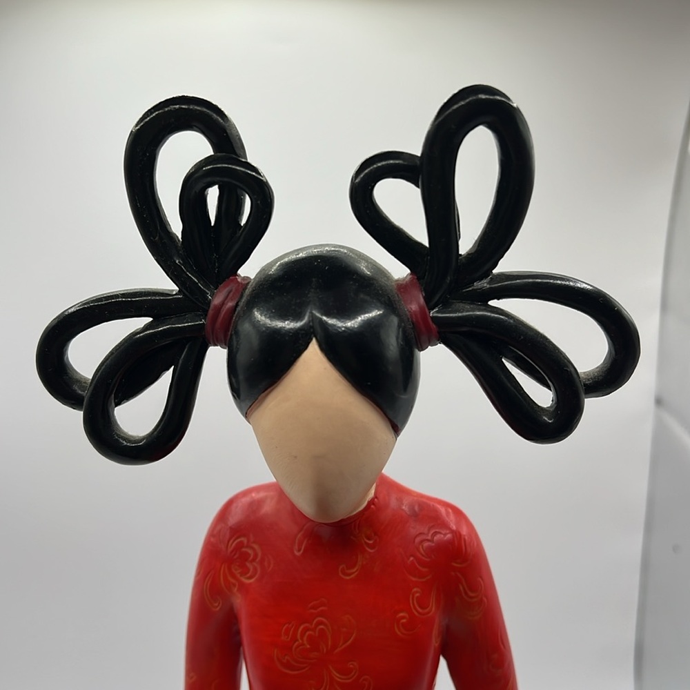 Vintage Japanese Yoga Soccer Woman Red Black Decor Figurine Statue - Picture 9 of 16